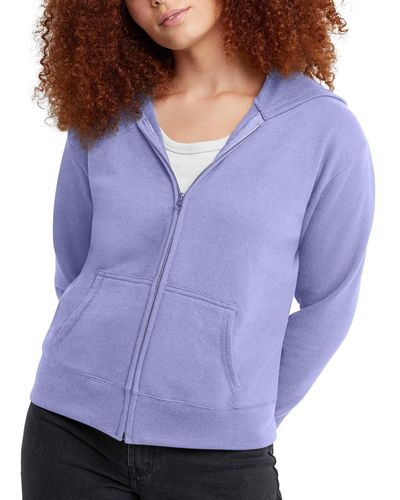 Hanes , Ecosmart Fleece Full Hoodie, Zip-up Hooded Sweatshirt For , Peri Blue, Medium - Purple