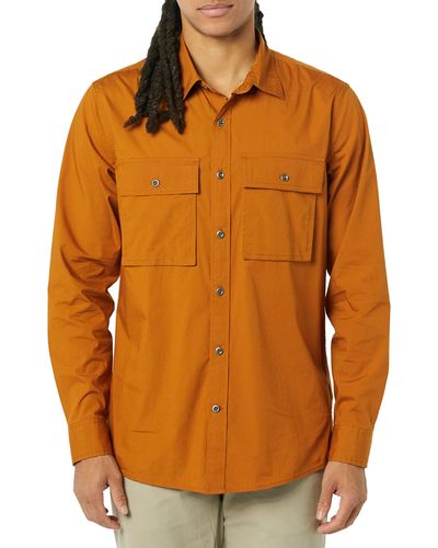Amazon Essentials Standard-fit Long-sleeve Two-pocket Utility Shirt - Orange