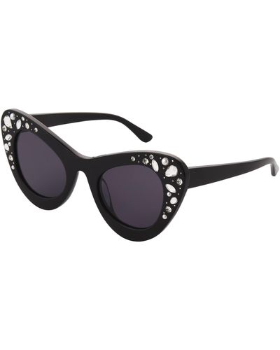 Betsey Johnson Smoke & Mirrors Cateye Sunglasses - Black
