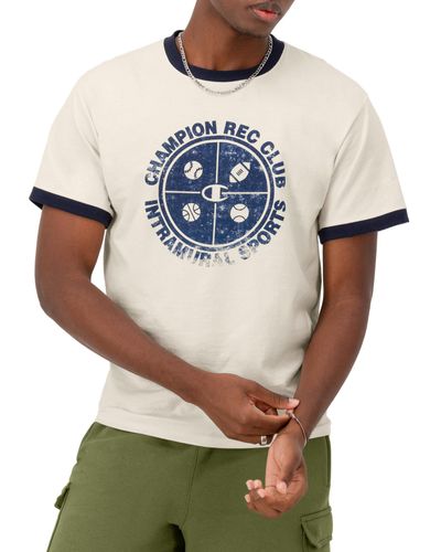 Champion , Classic, Comfortable Crewneck T-shirt, Graphic Tee, Natural Rec Intramural - Multicolor