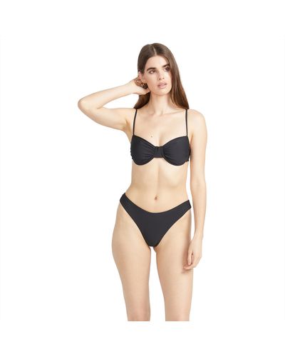 Volcom Standard Simply Seamless Cheekini Swimsuit Bikini Bottom - Black