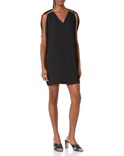 Trina Turk S V Neck With Hardware Casual Night Out Dress - Black