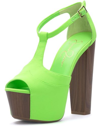 Jessica Simpson Dany T-strap Platform Sandal Wedge - Green