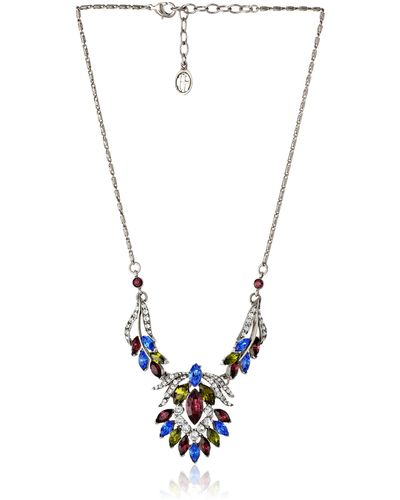Ben-Amun Purple Multi-stones Silver Chain Necklace - White