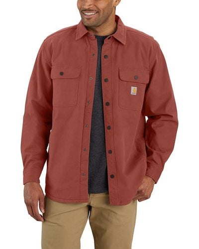 Carhartt Big & Tall Rugged Flex Relaxed Fit Canvas Fleece-lined Shirt Jac - Red