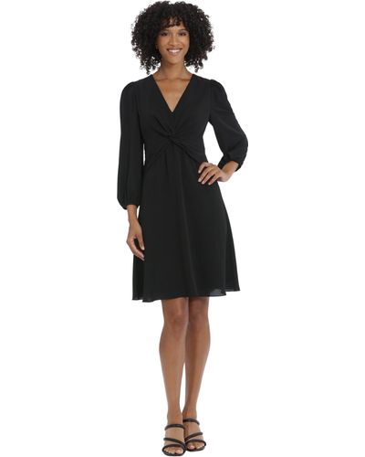 Maggy London Long Sleeve Bubble Crepe Dress Workwear Event Guest Of Wedding - Black