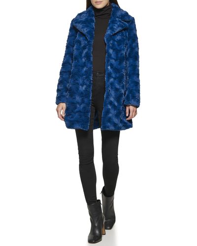 Kenneth Cole Classic Mink Style Faux Fur Coat - Blue