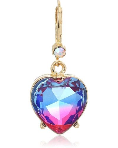 Betsey Johnson Ombre Stone Heart Drop Earrings - Multicolor
