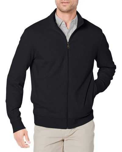 Amazon Essentials Leichtes French-Terry-Sweatshirt mit durchgehendem Reißverschluss - Schwarz