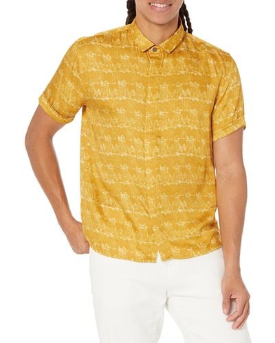 John Varvatos Loren Short Sleeve Sport Shirt - Yellow