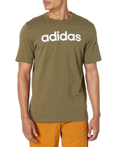 adidas Mens Essentials Single Jersey Linear Embroidered Logo T-shirt T Shirt - Green
