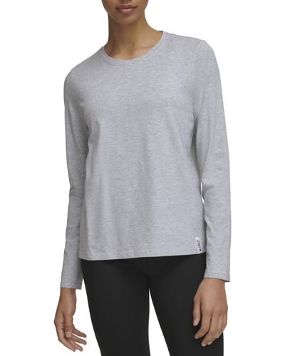 Tommy Hilfiger Textured Jersey Long Sleeve Crew Neck - Gray