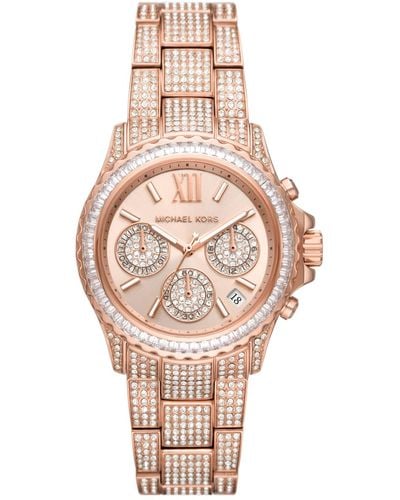 Michael Kors Everest Chronograph Rose Gold-tone Stainless Steel Watch - Pink