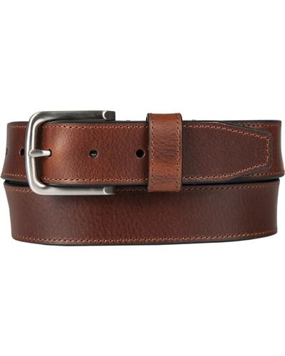 Nautica Engraved Logo Leather Belt - Brown