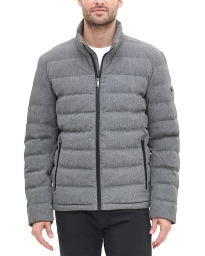 DKNY Jon Quilted Stand Collar Puffer Jacket - Gray