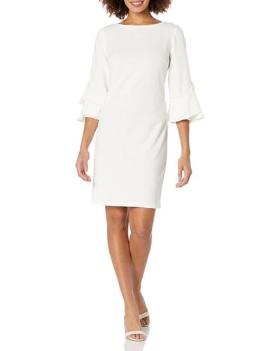 Nine West Ruffled Sleeve Dress - White