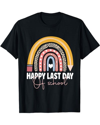 Birkenstock Happy Last Day Of School Teacher Student Graduation Rainbow T-shirt - Black
