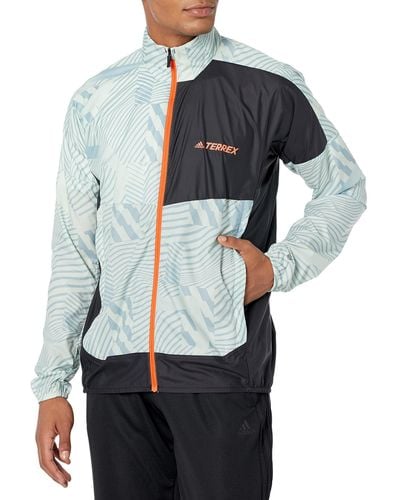 adidas Originals Outdoor Terrex Trail Running Wind Jacket Printed - Bleu