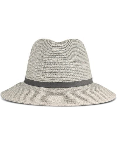 Lucky Brand Summer Straw Wide Brim Boater Panama Adjustable Hat - Gray