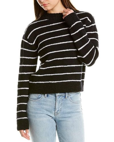 Vince Textured Stripe Sweater - Black
