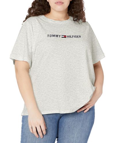 Tommy Hilfiger Plus Short Sleeve Crew Neck Logo T-shirt - Gray