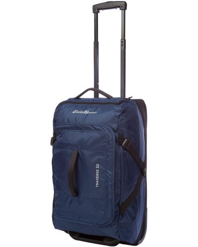 Eddie Bauer Traverse 22l Rolling Duffel-lightweight Travel Luggage Made From Ripstop Nylon - Blue