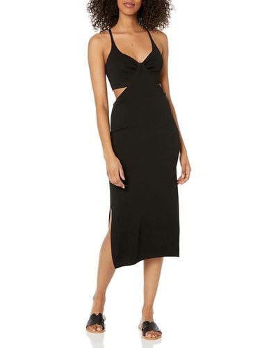The Drop Zuri Fitted Cut-out One Shoulder Maxi Sweater Dress - Black