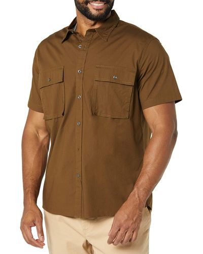 Amazon Essentials Slim-fit Short-sleeve Two-pocket Utility Shirt_dnu T - Brown