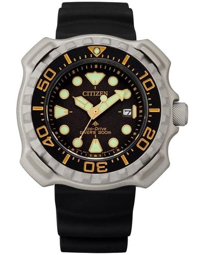 Citizen Promaster Sea Dive Super Titanium Eco-drive Sport Watch With Polyurethane Strap - Metallic