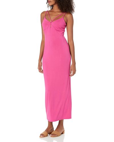 BCBGeneration V Neck Multi Strap Maxi Dress - Pink