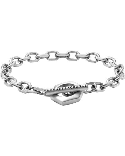 Emporio Armani A|x Armani Exchange Stainless Steel Chain Bracelet - Metallic