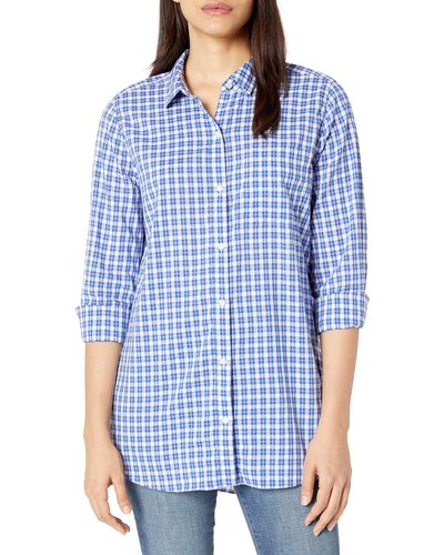 Goodthreads Lightweight Poplin Long-Sleeve Boyfriend Shirt Dress-Shirts - Azul