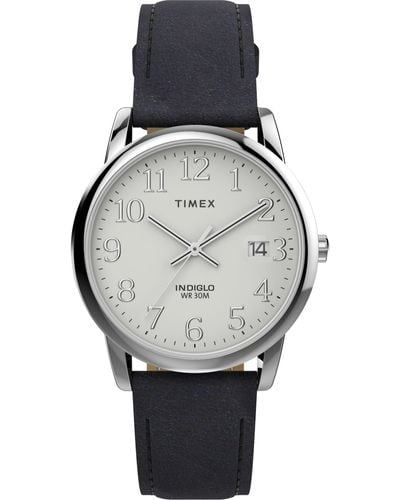 Timex Black Strap White Dial Silver-tone - Gray