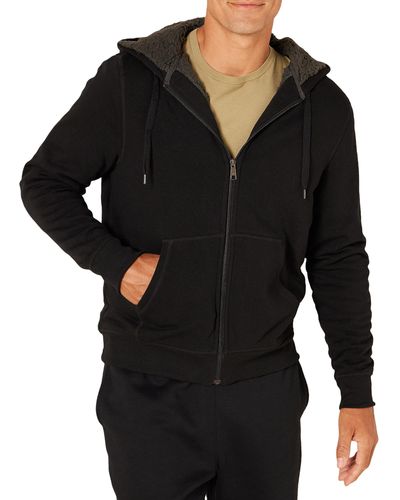 Amazon Essentials Fleece-Sweatshirt mit Kapuze und Sherpa-Futter - Schwarz