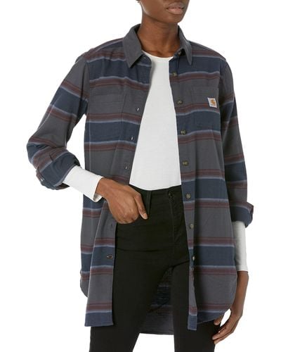 Carhartt Rugged Flex Relaxed Fit Midweight Flannel Long-sleeve Plaid Tunic - Black