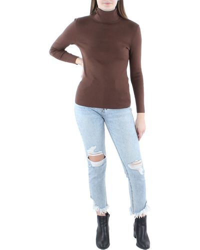 Anne Klein Womens Long Sleeved Turtleneck Sweater - Brown