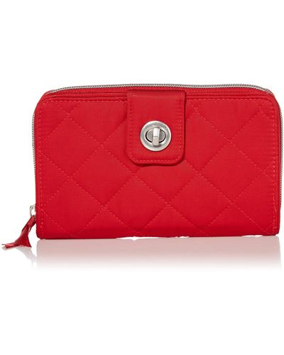 Vera Bradley Performance Twill Turnlock Wallet With Rfid Protection - Red