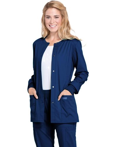 CHEROKEE Snap Front Scrub Jackets For - Blue