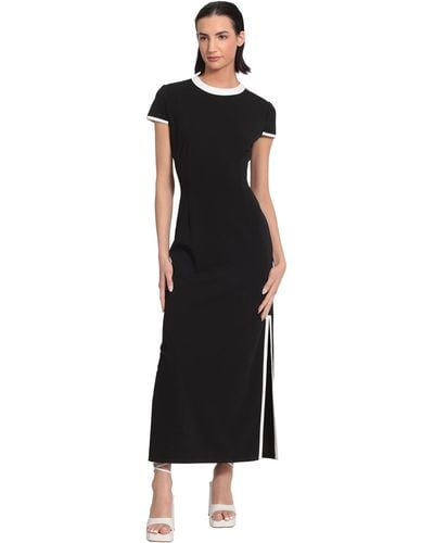 Donna Morgan Plus Size Colorblock T-shirt Maxi With Side Slit - Black
