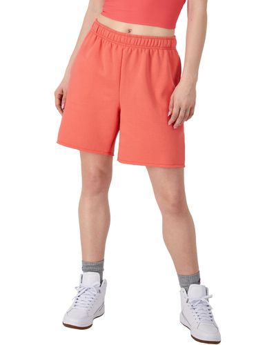 Champion , Powerblend, Comfortable Fleece Shorts For , 6.5", High Tide Coral, Small - Red