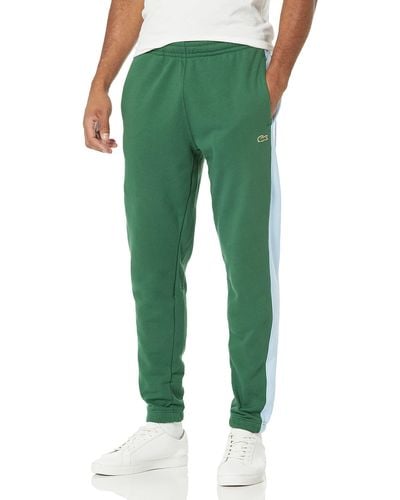 Lacoste S Side Stripe Brushed Fleece Tapered Sweatpants Sweatpants - Green