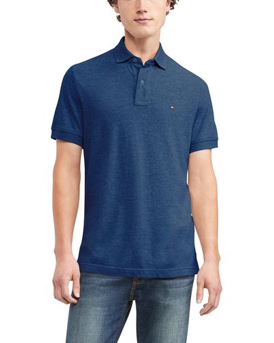 Tommy Hilfiger Regular Short Sleeve Cotton Pique Polo Shirt In Classic Fit - Blue