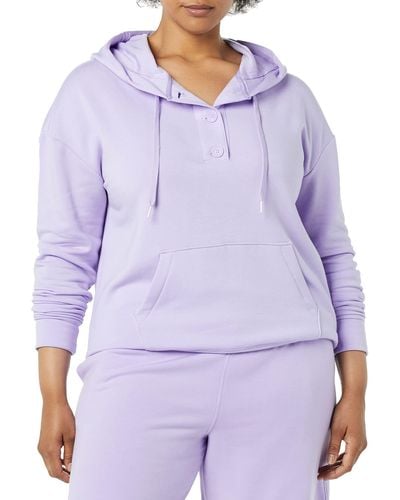 Amazon Essentials Fleece Long Sleeve Henley Hoodie - Purple