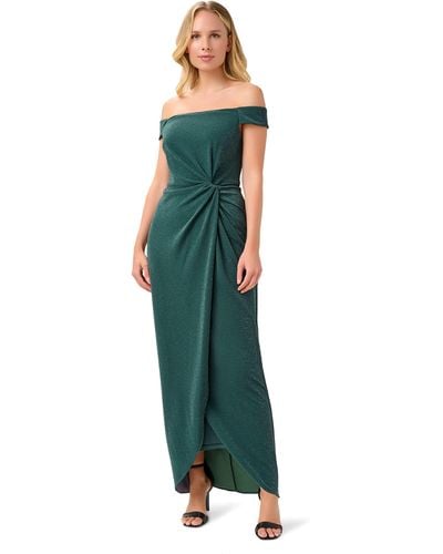 Adrianna Papell Glitter Knot-front Dress - Green