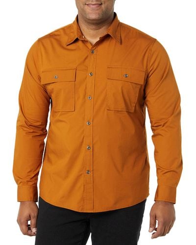 Amazon Essentials Slim-fit Long-sleeve Two-pocket Utility Shirt - Orange