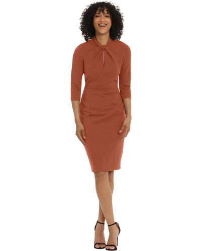 Donna Morgan Knotted Crepe Sheath Dress - Brown