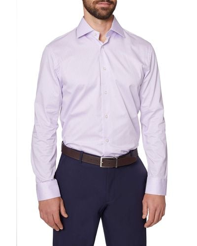 Hickey Freeman Contemporary Fitted Long Dress Shirt - Purple