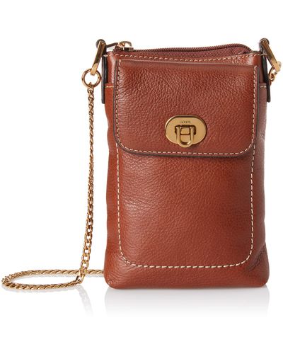 Fossil Harper Leather Phone Bag Purse Handbag - Brown