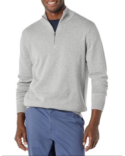 Amazon Essentials 100% Cotton Quarter-zip Sweater - Gray