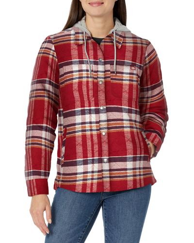 Dickies 's Flannel Hooded Shirt Jacket - Red